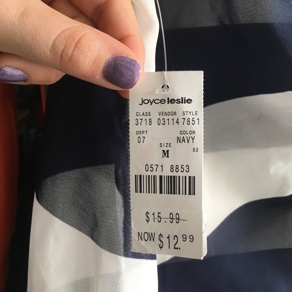 Ann Taylor Size 2 navy skirt/ striped new blouse